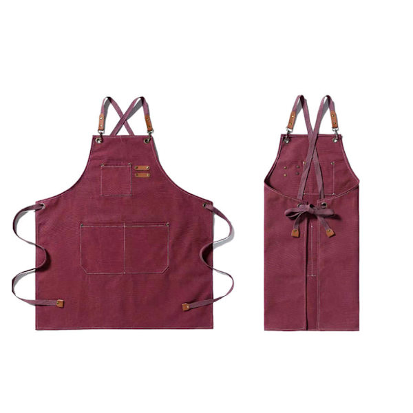 Duk av Canvas med justerbar tjock denimrem för köksträbearbetning (tegelröd)