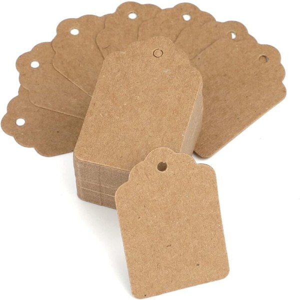 200 st Kraft prislappar 3x5 cm Etikett Standardetiketter Kläder för Bijoux kläder produkt, Brun
