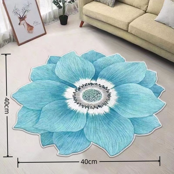 Specielt formet blomstertæppe Bauhinia blå lotus gulvmåtte badeværelse absorberende skridsikker måtte stue soveværelse garderobe fodmåtte