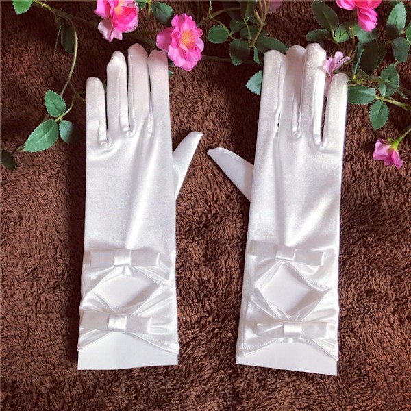 Satin Double Bow Hansker Bryllupstilbehør Elegante Dame Brudehansker