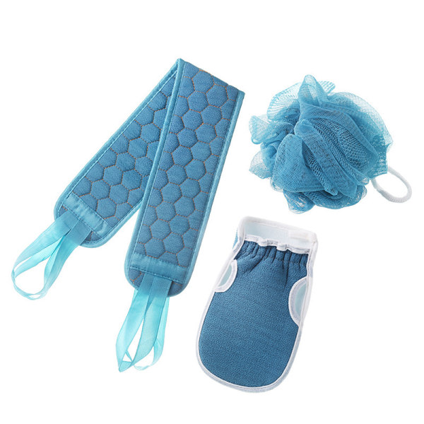 exfolierande duschstång, exfolierande handduk för bad, ryggskrubberdusch, peelingduschskrapa, använd ren duschkropp (blå)