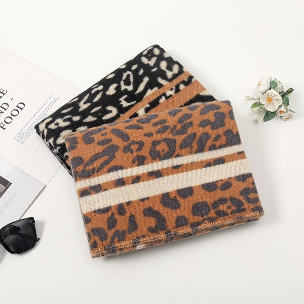 Halsduk Dam Lätt Sjal Vinter Oversize Fashionabel Leopardmönster Lång Halsduk Höst Mjuk Sjal för Inslagning av Gåvor