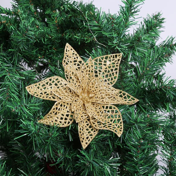 3 stk. juletræ glitter blomsterdekorationer, julepynt