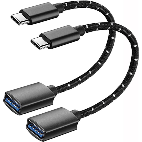 USB C till USB Adapter [2-pack], USB Typ C Hane till USB A Hona OTG-kabel, Kompatibel med iPhone 16/15 Pro Max, iPad Pro, MacBook Pro/Air, Samsung Gal