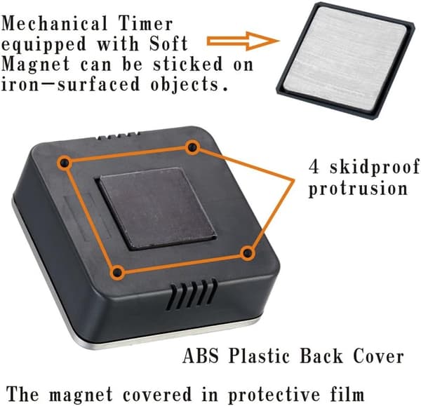 Køkken Timer 60 Minutters Timing med 80dB Alarm Lyd Magnetisk Nedtællingstimer Hjem Madlavning Bagning Vask Dampning Manuel Timer Rustfrit Stål Ansigt