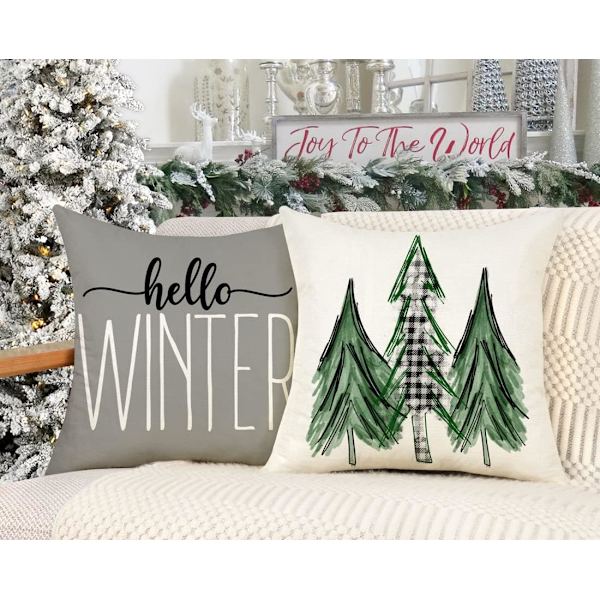 Jul örngott 45*45cm set juldekoration lastbil dekorativ kuddfodral lämplig för hem soffa