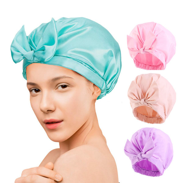 Pink farve badehætte til kvinder og piger, genanvendelig, overdimensioneret, D