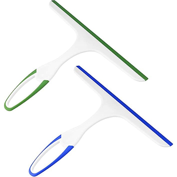 2 st glasrengöringsskrapa för duschväggar, skrapa tvätt torkare för spegel, golv, glas, badrum, fönster blå