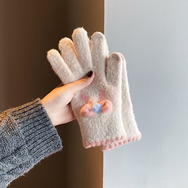 Flickhandskar med rosett-mönster för flickor
