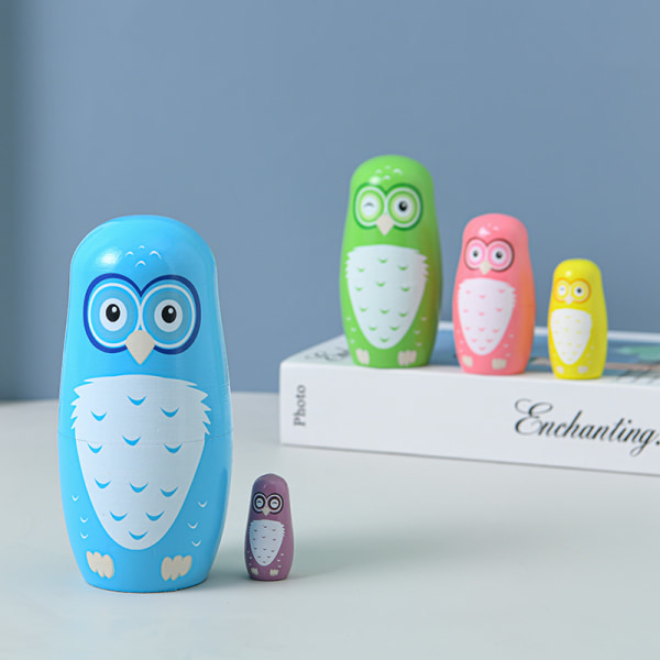 Russian matryoshka 5-layer owl series matryoshka toy