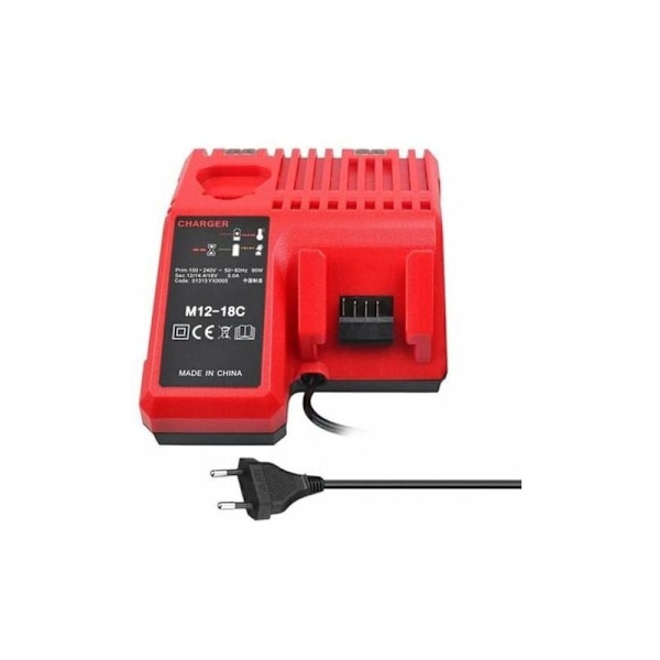 M12-18C Li-ion Batterioplader til Milwaukee 12V, 14.4V og 18V Batterier - Kompatibel med C1418C og Mere.