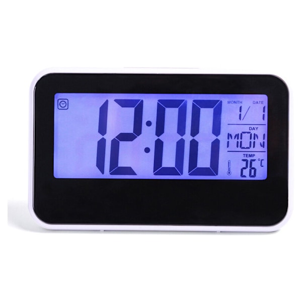 Stor Tyst LCD Väggklocka med Temperatur- och Luftfuktighetsdisplay, Klocka med Veckodag och Datum, Digital Väggklocka för Hemmakontor