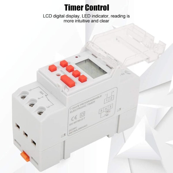 DC 24 V ajastin, 30 A viikoittain 12/24 tuntia, ohjelmoitava ajastin, 16 päälle/pois päältä päivässä, LCD elektroninen digitaalinen ohjaus, aikarele vedenpitävällä suojuksella