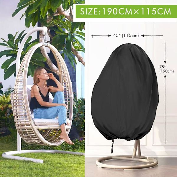Puutarha riipputuolin suojus, vedenpitävä riipputuolin suojus suojaava tuulenkestävä anti-UV pölytiivis Eggs Chair ulkokalusteisiin
