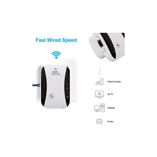 WiFi-toistin 300Mbps langaton laajennin verkon signaalivahvistin (WPS, helppo asennus, 1 Ethernet-portti, sisäänrakennetut antennit, 2,4 GHz) Lisää