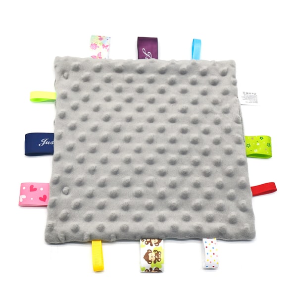 Baby Tag-sikkerhedstæppe (grå), mærketæppe, 25*25 cm Cozy Plush B
