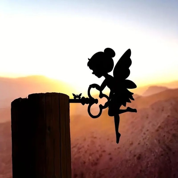 Fairy papillo#C metall trädgårdsprydnader för staket, utomhus och Ho