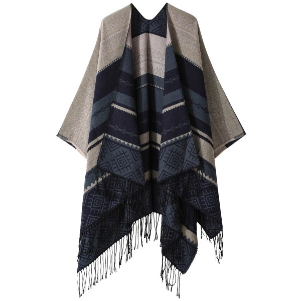 Vakker dames vintagestil Cape Bohemian sjal wrap trykt dusk cardigan etnisk stil sjal