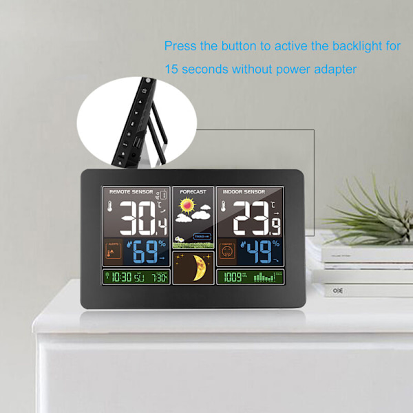 3-i-1 trådlös väderstation för inomhus- och utomhustermometer hygrometer barometer övervakning monitor driven av USB-batteri hygrometer