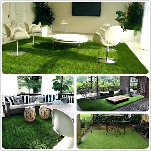 Konstgräsmatta Syntetisk Gräsmatta Inomhus Balkong Utomhus Falskt Gräs för Trädgård Husdjur Hundar 10mm Höjd (1m × 2m) - RWGosynthetic Turf