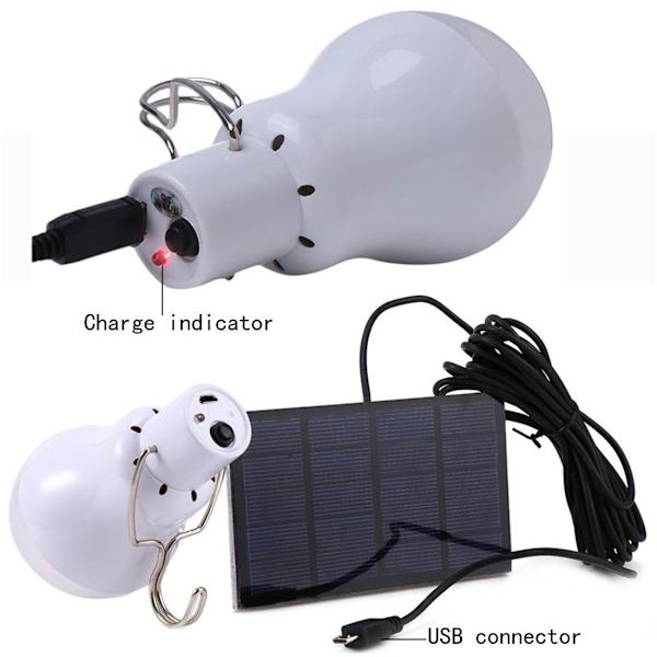 1 stk. bærbar solpære 150LM1600mA LED solcellelys camping have terrasse nødsituation kæledyrshuslys