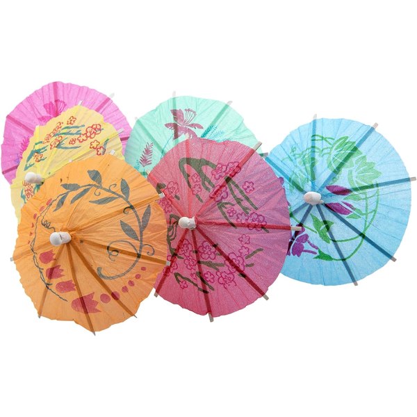 24 värillistä paperia cocktailsateenvarjoja satunnainen väri