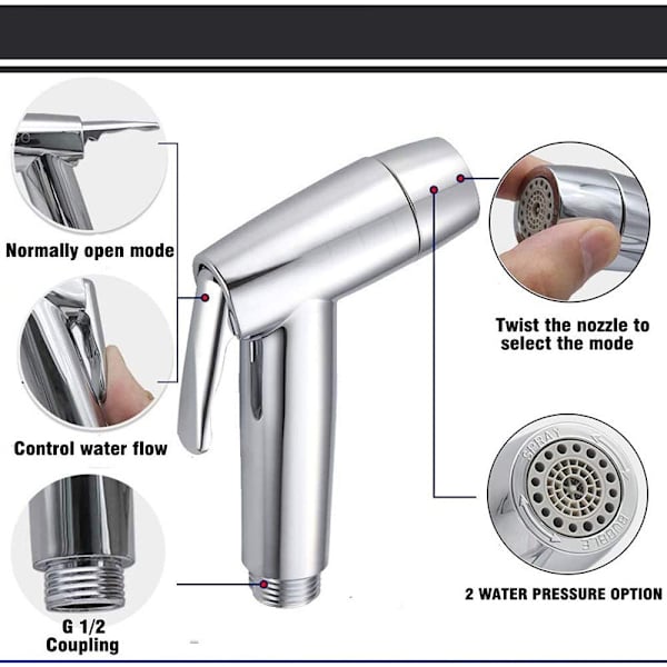 ABS Dubbelfunktion Toalettkompis Badrum Toalett Hög Boost Rengöring Spolning Handhållen Gynecleaner Gun Set