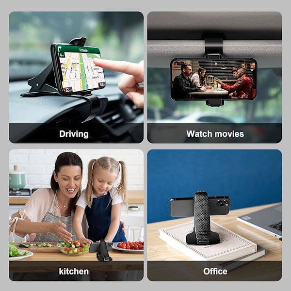 Biltelefonholder, Universal Dash Mount Holder til telefoner, Kompatibel med de fleste 3,5-6,5 tommer smartphones iPhone Samsung Huawei