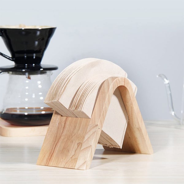 Kaffe Filterpapper Dispenser Hållare Bambu Träpapper Hållare Papper Förvaring Display Hylla Hållare för Espre Kaffe Maskin
