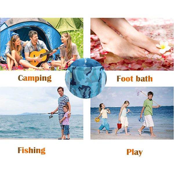 Hopfällbar Vattenhink Resa Fotbad Kar, Nylon Hopfällbar Resa Fotbad Hink, Multifunktionell Tyghink för Utomhuscamping, Picknick, Fiske,