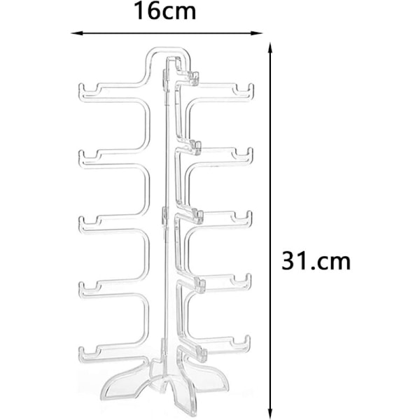 2-pak Plastik Brille Ramme Display Stand, 5-Lags Brille Opbevaringsholder, Solbrilleholder, til Opbevaring af Alle Slags Briller (Transparent)