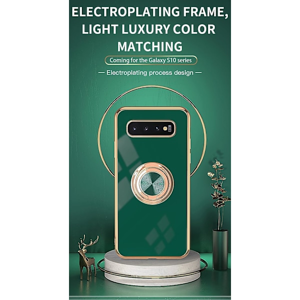Fodral för Samsung Galaxy S10, snyggt fodral i silikon TPU, tunt, mjukt, färgglatt, stöttåligt, med ringstativ för Samsung Gala