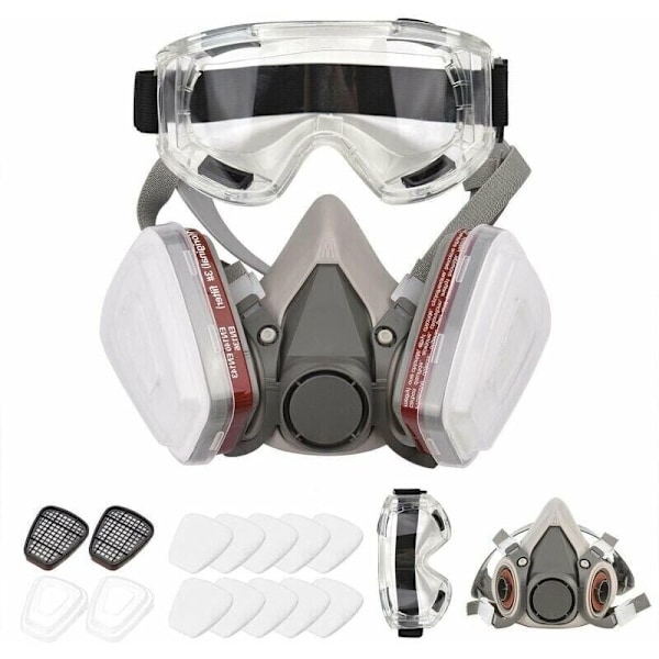 Återanvändbar 6200 andningshalvmask, gasmask, andningsskydd med skyddsglasögon