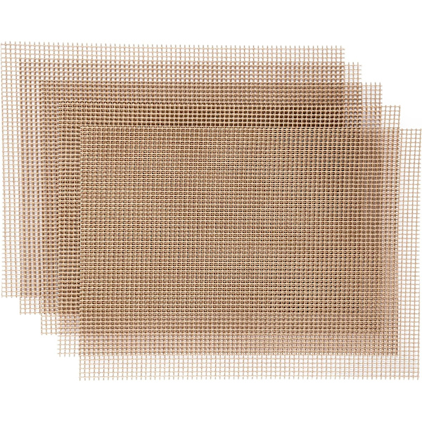 Sett med 5 BBQ-bakeplater Rektangulær grillmatte Sklisikker Gjenbrukbar Kuttbar Ovnsmatte for BBQ, Brun, 40x30cm