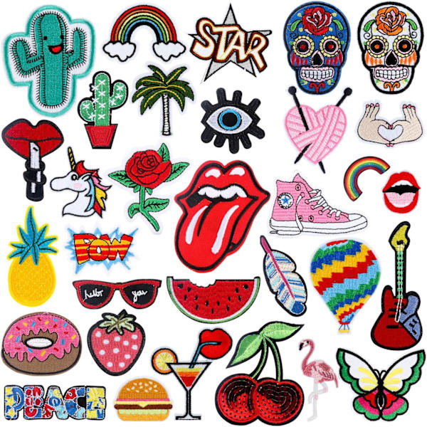 32 collage broderi patches