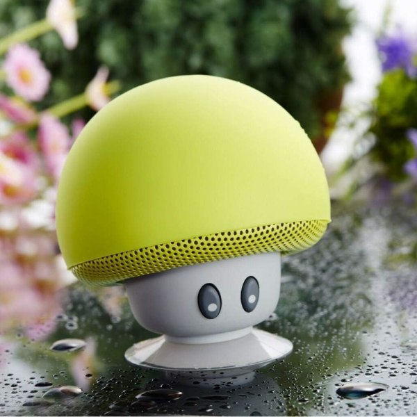 7,3*7,3*8,9cm (Gul) Vattentät Bluetooth högtalare Mushroom Mob -