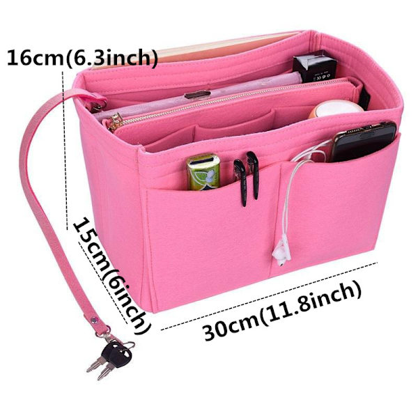Lompakon järjestäjä, huopainen laukkujärjestäjä vetoketjulla, käsilaukku  Tote Shaper Speedy Neverfull Tote（pink）