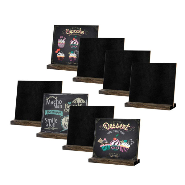 8 mini blackboard logos -13 x 15 cm - small double-sided desktop blackboard with wooden support - message board for weddings, birthday parties, and f