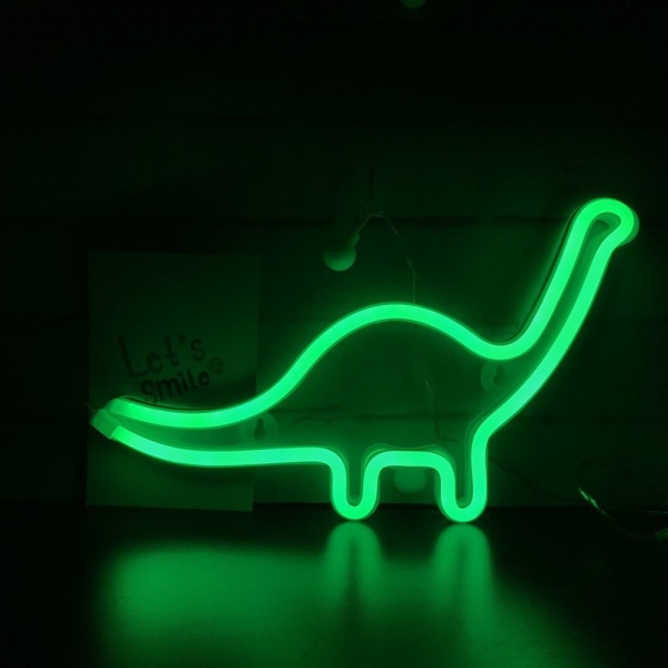 Dinosaur-formet neon LED-lysskilt (Dinosaur, grøn) - 310*20*185 (mm), vægdekoration til børneværelse, soveværelse, fødselsdag, bryllupsfest