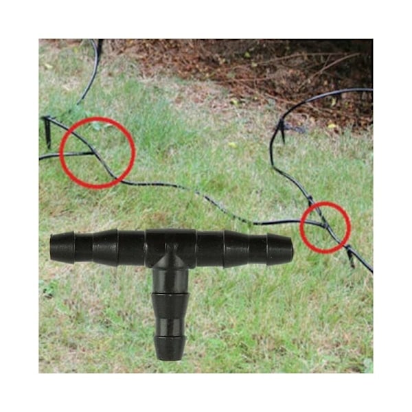 100 st T-stycke, 4/7mm T-koppling, PVC-bevattningskoppling