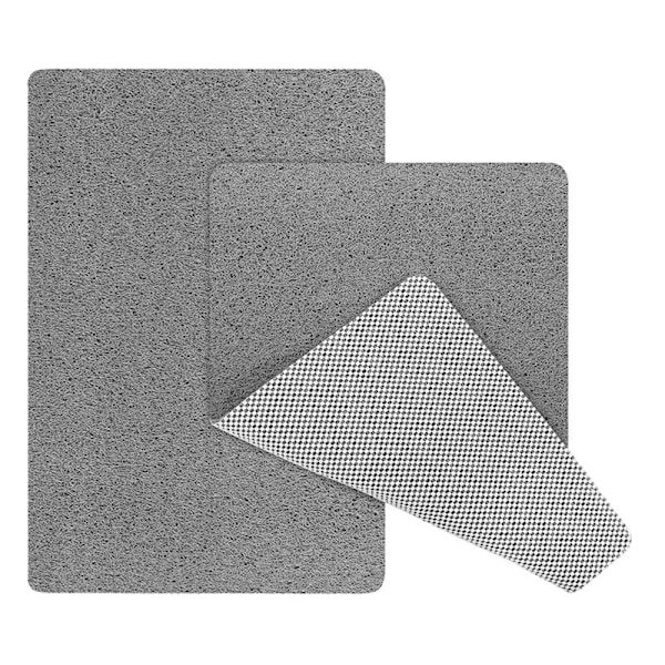 2 kpl Pehmeät ja mukavat turvalliset kylpymatot tyhjennysrei'illä, Luffa PVC hierontakylpymatto ， Harmaa ， 40x60cm