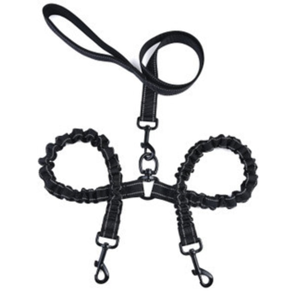 Dobbel hundekobbel for 2 hunder, hundekobbel, dobbel hundekobbel 360° flokefri, multifunksjonell avtakbar kobbel, absorberende elastisk materiale