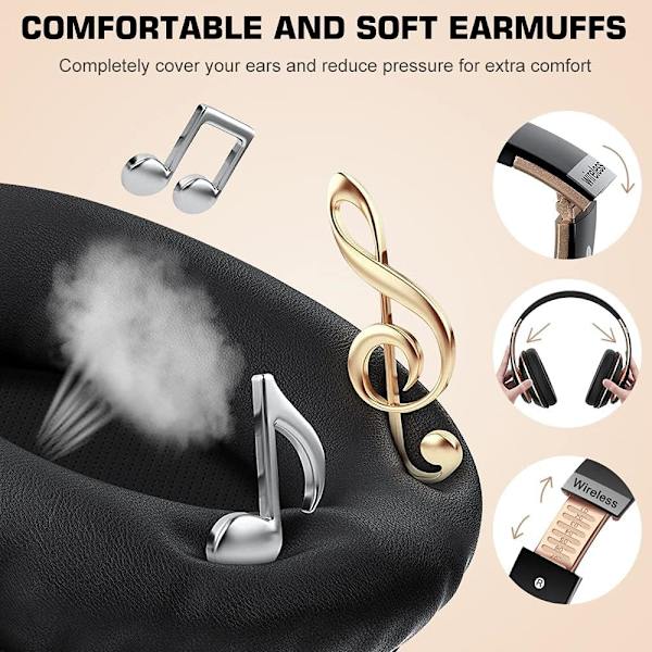 6S trådløse hodetelefoner over øret, [40 timers spilletid] Hi-Fi Stereo Foldable Wireless Stereo Headsets Apple Earbuds med innebygd mikrofon, volumkontroll, FM