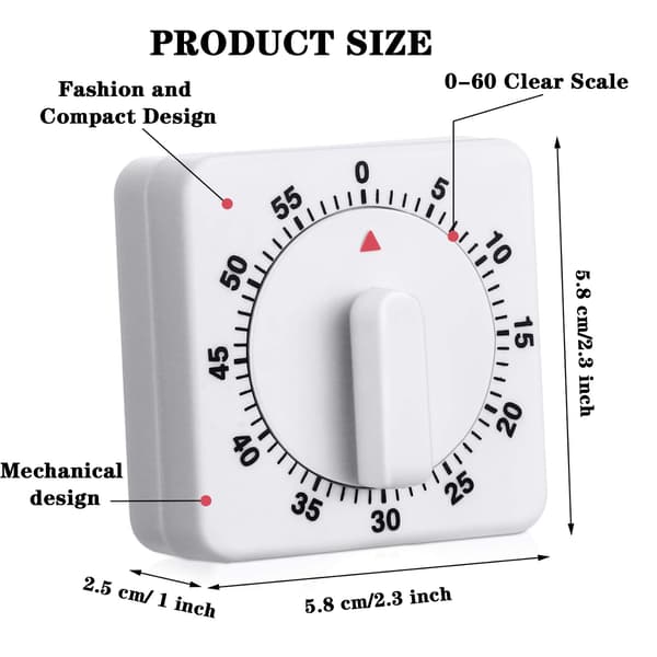2 st 60 minuters kökstimer 1 timmes visuell köksklocktimer Mini nedräkningstimer Hög mekanisk timer för kök, läxor, träning