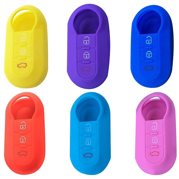 3 knapper silikon flip fjernkontroll bilnøkkel beskyttelse deksel etui for Fiat 500 gul