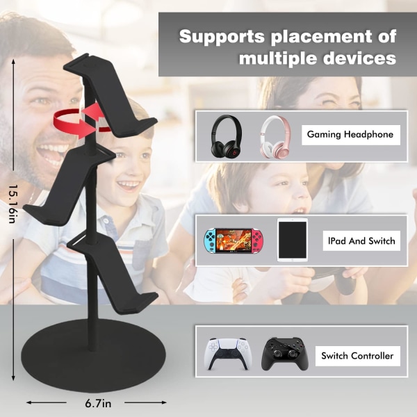 Controller Stand Headset Stand Universal Gamepad Stand Universal Desktop Gaming Tilbehør, Perfekt Organisering til Hjemmekontor