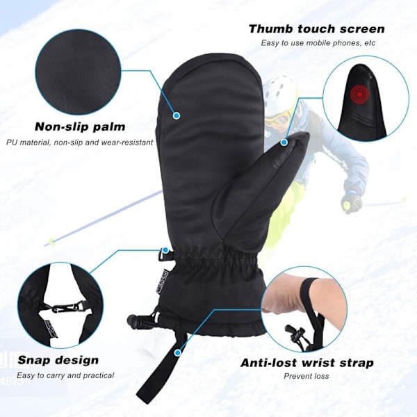 Skihandsker, Vinterhandsker Snowboardhandsker Snehansker Egnet til mænd og kvinder (Størrelse: L)