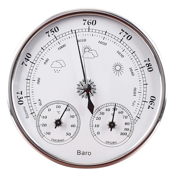 Dial Termometer Hygrometer med 130 mm Termometer Hygrometer og Atmosfærisk Tryk Barometer Termometer Hygrometer med Ramme