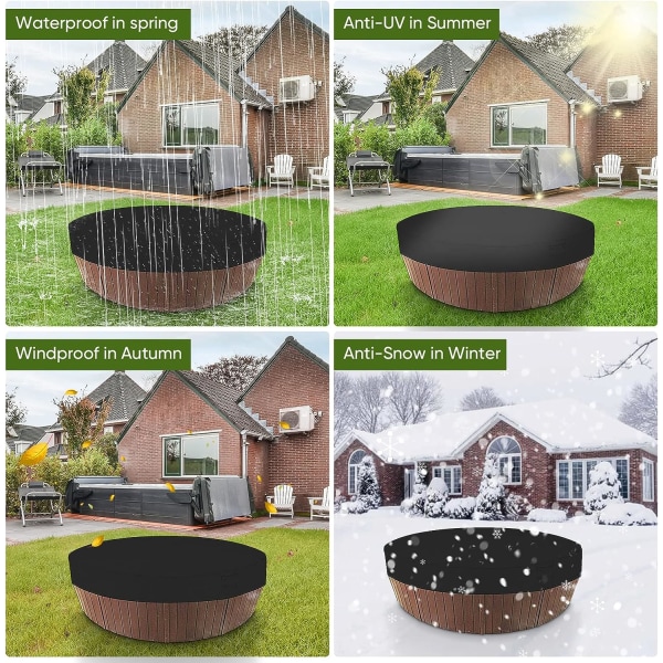 Rund Poolöverdrag Simbassäng Solskydd, Vattentätt UV-Resistent Spa Skyddande Överdrag, 210D för Utomhus Spa Badkar, 190*30cm