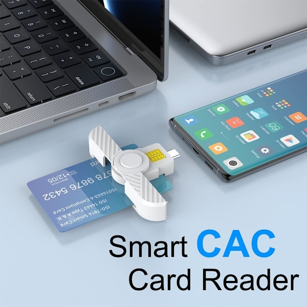 CAC Typ C-läsare, DOD Military USB C Common Access CAC-kortläsare, USB Smartfold Typ C Smart Card Reader PIV CAC-läsare kompatibel med Windows,